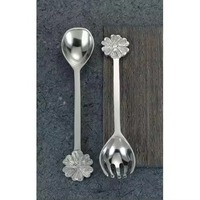 Crafts Village Traditionelles Design Silber Edelstahl Salatbesteck-Set für Zuhause Hochzeit Essen-Umweltfreundlich Spülmaschinenfest