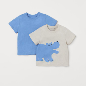 Camiseta informal de algodón desteñido para niños para niñas Camiseta de verano de manga corta para niñas - Product Image 1