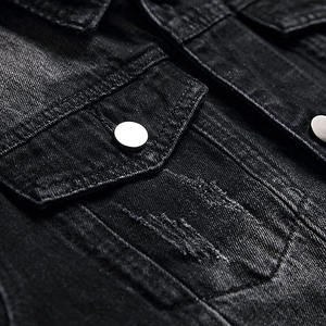 High Quality Breathable Solid Color Ripped <b>Denim</b> <b>Jackets</b> <b>Cropped</b> Casual Coats Men <b>Denim</b> <b>Jacket</b> For Men - Product Image 4