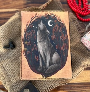 Vintage cuero A5 Grimoire diario Lobo temática bruja hechizo libro de sombras espiral encuadernado gran libro de regalo - Product Image 5