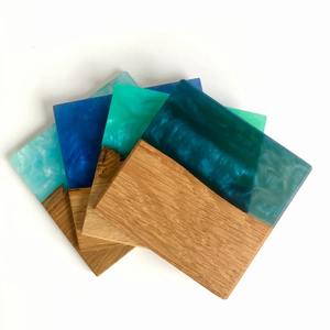 Juego de decoración para el hogar de diseñador auténtico Posavasos de madera con incrustaciones de hueso Material de piedra Verde Oliva (Juego de 4 piezas con soporte) - Product Image 6