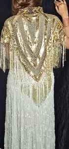 ชุดเดรสสำหรับงานเทศกาลชุดเดรสไปงานปาร์ตี้ปักเลื่อมเลื่อมลูกปัดเส้นสายตรงคอผูกติดแน่นสง่างามสวยงาม - Product Image 2