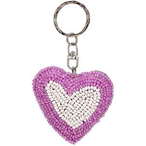 Porte-clés artisanal en verre multicolore en forme de cœur, fabriqué à la main, durable et léger, provenant d'Inde - Product Image 2