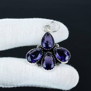 Pendentif en améthyste en argent sterling 925, bijou fait main en forme de larme, cadeaux de Pâques, de fête des mères, d'anniversaire pour femmes - Product Image 1