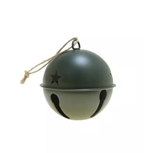 Green metal jingle bell <b>Christmas</b> ornament for <b>Christmas</b> <b>tree</b> home <b>wall</b> decoration x mas new year bulk quantity made india - Product Image 1