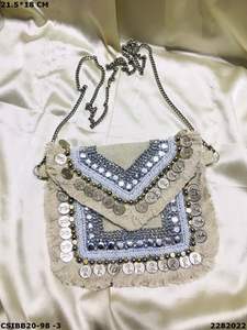 Designer Handcrafted Evening Banjara Boho Ladies Clutch Cum <b>Sling</b> Bag | Handmade Banjara Boho Beaded Bag - Product Image 4