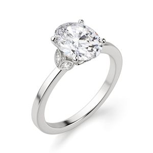 Bague de fiançailles Art Déco en diamant taille ovale 5 pierres pour femme - Product Image 1