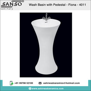 Lavabo Redondo de Diseño Moderno con Pedestal de Cerámica Ashirwad de Alta Calidad con 5 Años de Garantía - Product Image 2