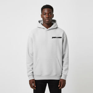 <b>Mens</b> Light <b>Grey</b> Pullover Hoodie Custom Logo Fleece Hooded <b>Sweatshirt</b> Oversized Casual Trackstar OEM Private Label - Product Image 3