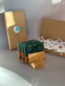 Sous-verres en résine de style agate de luxe Ensemble de sous-verres en époxy faits à la main personnalisables pour une utilisation sur la table Sous-verres en pierre classiques - Product Image 2