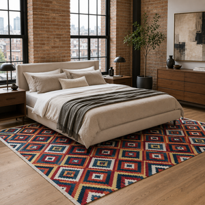 <b>Rug</b> Weavers RW7069 Yomut Garnet <b>Tribal</b> Washable <b>Rug</b> Dropshipping Wholesale Washable Chenille 10 Sizes - Product Image 3