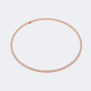 Collier tennis en diamant rond serti à griffes 10,30 CTW, or 14 carats, pierre naturelle authentique, bijoux de déclaration gradués pour femmes - Product Image 5
