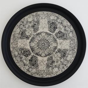 Assiette de présentation en fer crème opaline douce bordure dorée Art moderne Design antique Léger pour buffet de mariage de qualité supérieure - Product Image 1