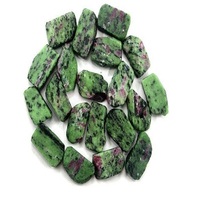 Ensemble de 5 pierres précieuses en zoïsite rubis naturel, 28-30 mm, brutes, taillées à la main, effet étoilé de haute qualité pour la fabrication de bijoux