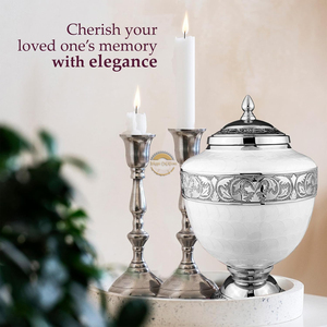 Tarro de cremación para cenizas blanco personalizado para cenizas humanas Urna de cremación Urna conmemorativa elegante para niño o niña por AYAANS - Product Image 5