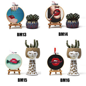 Broderie artisanale moderne en coton, thème bouche, 10 cm, décoration d'intérieur pour la Fête des Mères - Product Image 4