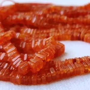 Perles plates carrées en cornaline orange naturelle de 4 mm 5 mm, vente en gros, brin de perles, certifiées IGI pour la fabrication de bijoux, meilleur choix - Product Image 1