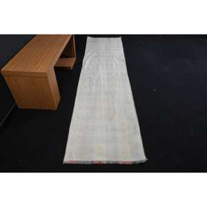 Vintage Minimalist Turkish <b>Rug</b> 23x95ft White White <b>Large</b> Area Wool <b>Living</b> <b>Room</b> Carpet Latex Rectangle Patchwork for Hallway - Product Image 1