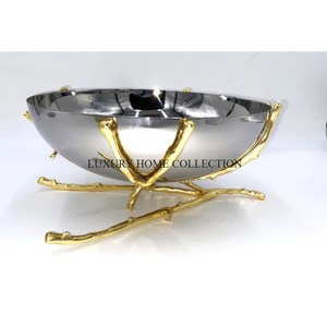 Unique Vintage-inspired Metal & <b>Glass</b> <b>Serving</b> <b>Bowls</b> with Antique Designs and Beautifully Curved Shapes for Rustic Elegance - Product Image 4