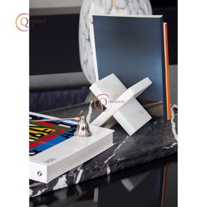 Modern Travertine Marble Stone Bookends <b>Book</b> Stand Organizer Heavy Duty Solid Marble Decorative Bookend <b>For</b> Table Ware Studies - Product Image 4