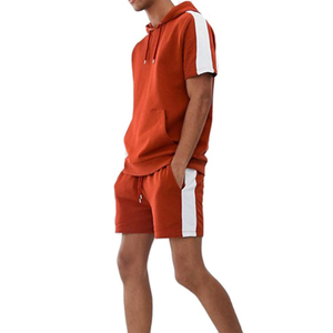 Jersey de algodón con logotipo personalizado para hombre, chándal de gimnasio de alta calidad, venta al por mayor, conjuntos de chándal corto de 2 piezas - Product Image 3