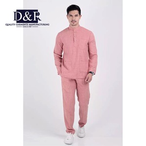 Ensemble de vêtements islamiques modestes pour hommes, Baju Melayu, mariage, 2 pièces, chemise à manches longues et pantalon, polyester - Product Image 2