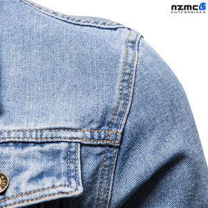 Winter Men Coated Denim Jackets Long Casual Solid Color Single Breasted Slim Fit Cotton Outwear - Product Image 6