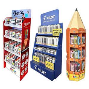 Présentoirs POSM automatiques pliables en carton ondulé, solutions FSDU pour la vente au détail de produits de papeterie pour la rentrée scolaire - Product Image 1