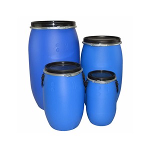Cubo Azul de 220 Litros con Tapa Abierta, Tambor Reciclable de 55 Galones con Aro de Hierro - Product Image 1
