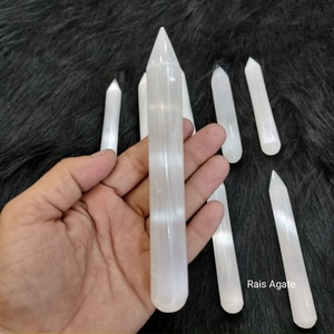 หินเซเลไนต์สีขาวคุณภาพสูงสำหรับการบำบัดด้วยคริสตัลธรรมชาติ หินปลายแหลมทรงกลมสำหรับนวดและเรกิเพื่อการบำบัด - Product Image 2