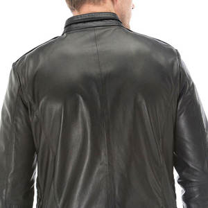 Veste en cuir véritable et toile pour homme 2023, élégante, avec logo personnalisé, col montant, coupe-vent, respirante, faible MOQ, nouvelle arrivée - Product Image 6