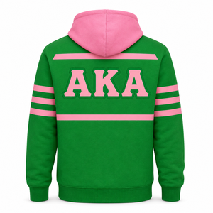 Sudadera Corta con Cuello Alto y Cordones para Mujer, Modelo Alpha AKA 1908, Color Rosa y Verde, Sudadera Universitaria, Venta al Por Mayor, Tallas Grandes - Product Image 4