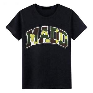 Camiseta de manga corta con estampado para hombre digital de punto de calle con parche bordado lavado ácido gráfico personalizado 100% algodón - Product Image 1