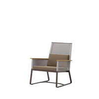 Sillón Club Comercial de Aluminio con Recubrimiento en Polvo para Exterior con Cojín de Tela Impermeable para Proyectos de Hotel