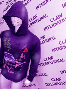 Sweats à capuche épais 400gsm French Terry 460 Gsm 100% coton lavé à l'acide violet pour hommes - Product Image 2