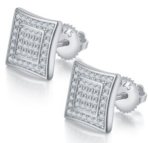 Nouvelles boucles d'oreilles clous tendance hip-hop en acier inoxydable avec diamants glacés pour unisexe à prix de gros - Product Image 2