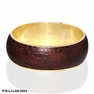 Handcrafted <b>Leather</b> and Brass Bangle Textured Brown <b>Leather</b> Inlay Gold-Tone Cuff <b>Bracelet</b> Minimalist Statement Jewelry <b>for</b> <b>Women</b> - Product Image 3