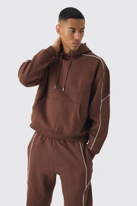 Top Quality Sweatsuit 100% Cotton Reflective Lines <b>Trouser</b> and Hoodie Set Puff Printing Logo Oversized Tracksuit For <b>Men's</b> - Product Image 2