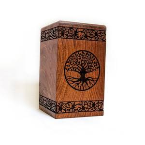 Handmade Rosewood Urnต้นไม้ของชีวิตเถ้ากล่องส่วนบุคคลCremation Vesselสําหรับมนุษย์Remainsความเห็นใจที่สมบูรณ์แบบหรือของขวัญที่ระลึก - Product Image 6
