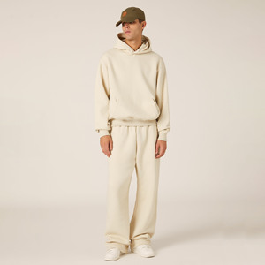 New Arrival Men Sweat-Suit Set Long Sleeve Pullover Boxy Fit <b>Hoodie</b> high waist jogger pant Set Cotton/<b>Polyester</b> Tracksuits Men - Product Image 1