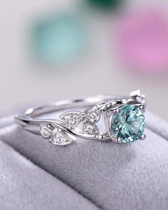 Pierres précieuses aigue-marine de qualité exceptionnelle Nouveau design de luxe Bagues en or massif avec bague en diamants véritables - Product Image 3