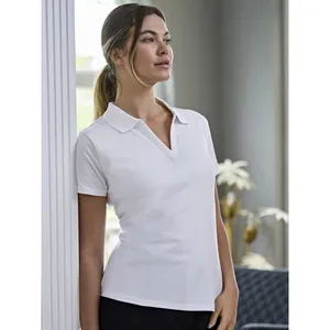 Polo Elástico de Lujo para Mujer con Cuello en V, Mercancía Sostenible para Promociones - Product Image 2