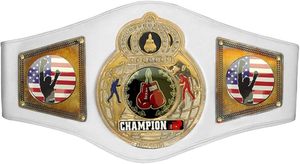 Ceinture de championnat adulte de luxe 4mm à rayures blanches pour la boxe et la lutte avec sac de rangement - Product Image 3