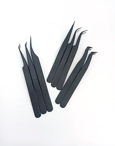 Pince à cils à pointe de fibre de logo imprimé 45 75 pince à épiler à 90 degrés pince à épiler d'extension de cils de marque privée personnalisée - Product Image 6