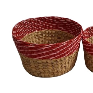 Natural Kitchenware Water Hyacinth <b>Baskets</b> with Plastic <b>Rope</b> for Home <b>Storage</b> & Organization Home and Kitchen Made I - Product Image 1