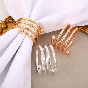 Servilleteros de acero inoxidable con cuentas de perlas, soporte de anillo moderno, hebillas de servilleta metálicas para soporte de pañuelos de mesa - Product Image 4