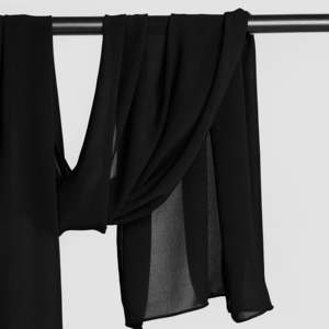 Hijab Basique GAI pour Filles, Style Ethnique Floral d'Été, Tissu en Chiffon Modal Polyester Viscose Coton Lin Imprimé Numérique Noir - Product Image 2