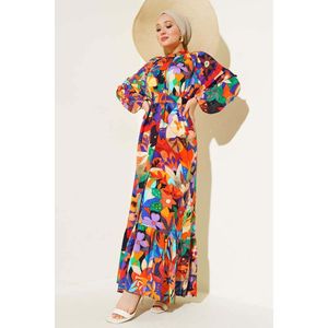 Robe boutonnée à motifs mélangés moutarde - Product Image 1