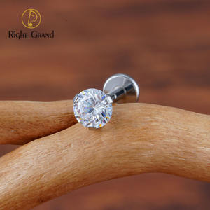 Terminale Superiore Push-Pin Senza Filettatura in Titanio ASTM F136 con Zircone Cubico da 2/2.5/3/4mm 18G per <span class=keywords><strong>Piercing</strong></span> a Lobo, Trago, Elice, Cartilagine, Naso - Product Image 4