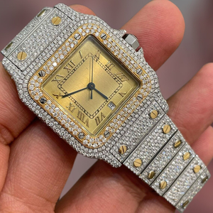 Meilleure qualité glacé VVS clarté Moissanite diamant clouté montre analogique à la mode en acier inoxydable fiable prix pour le luxe - Product Image 1